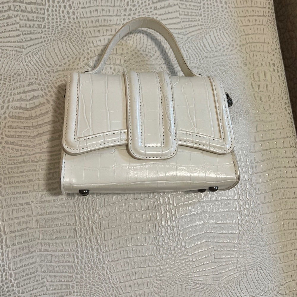 ZARA White Faux Crocodile Purse